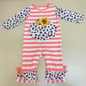 Striped Pumpkin Sunflower Baby Romper